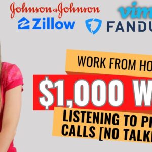 $1,000 Week Listening To Recorded Calls (No Talking!) Work From Home Job | No Degree Needed | USA