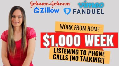 $1,000 Week Listening To Recorded Calls (No Talking!) Work From Home Job | No Degree Needed | USA